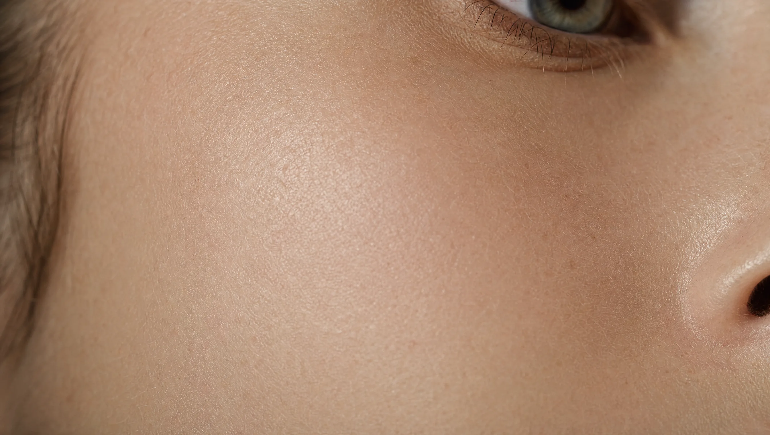 Macro photograph of clean skin texture under soft directional light